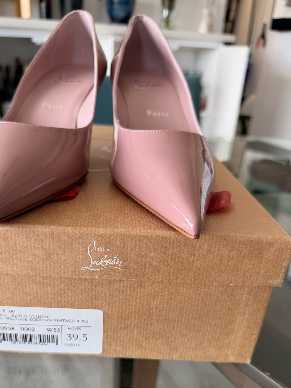 Christian Louboutin Miss Z 50mm Pink Patent Pointed-Toe Pumps. NEW, never worn.